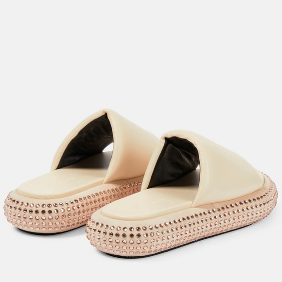 JW ANDERSON slides beige crystal studded leather suede sandals size 40 NEW NWOB - Picture 3 of 13